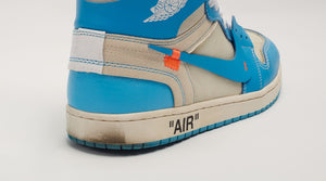 Dirt Mark on Sneaker Heel from Driving Off-White Jordan 1 High